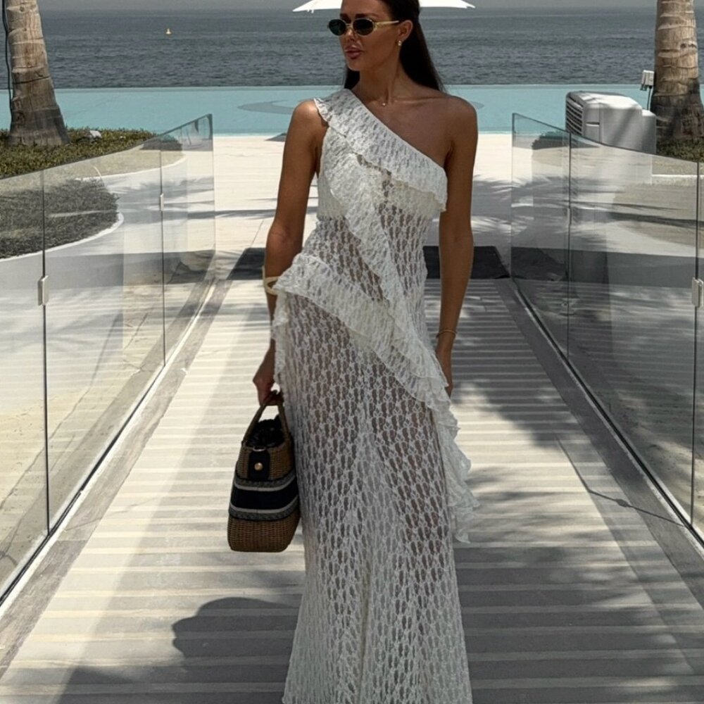 ZARA ZW WOMAN SS25 LACE ASYMMETRIC VIRAL LUXURY CO ORD SET TOP MAXI SKIRT MEDIUM